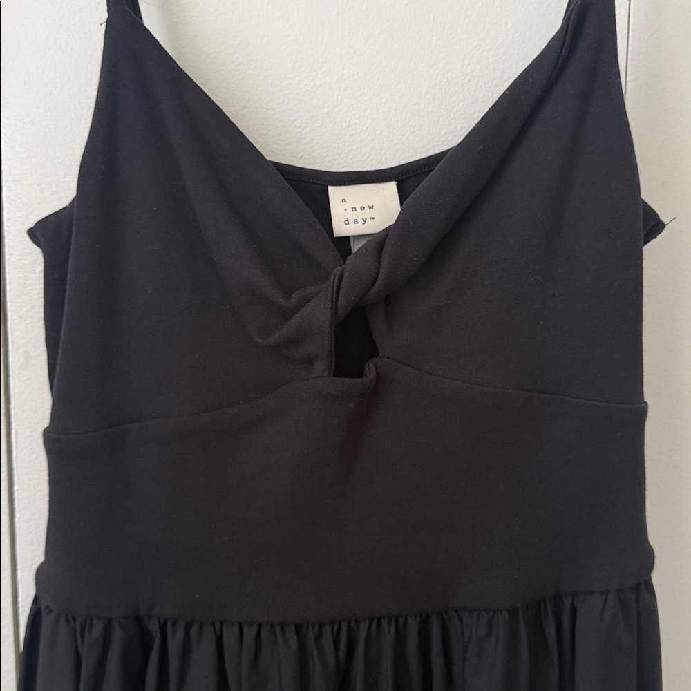 Black Twist Front Midi Dress Adjustable Straps - Picture 3 of 7
